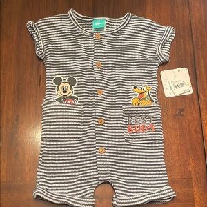 Disney Navy and White Striped Bodysuit with Cap Sleeves
